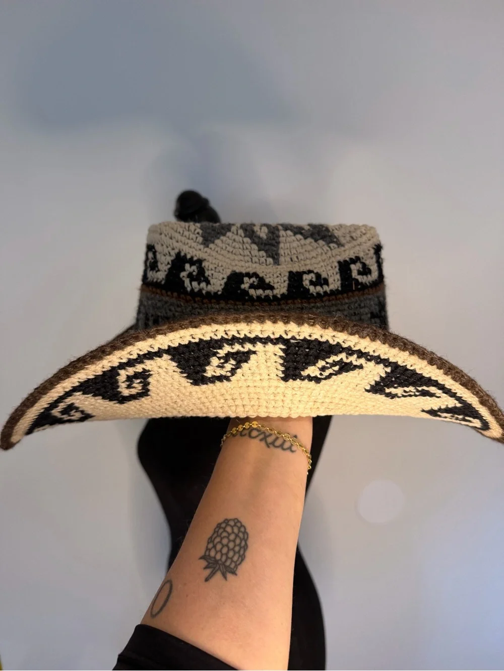 Vintage Peruvian Alpaca Wool Handwoven Cowboy Hat Boho Western 23”